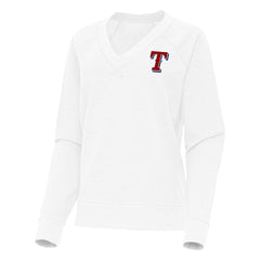 Texas Rangers Antigua Women's Varsity Tri-Blend V-Neck Long Sleeve T-Shirt White