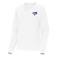 Toronto Blue Jays Antigua Women's Varsity Tri-Blend V-Neck Long Sleeve T-Shirt White