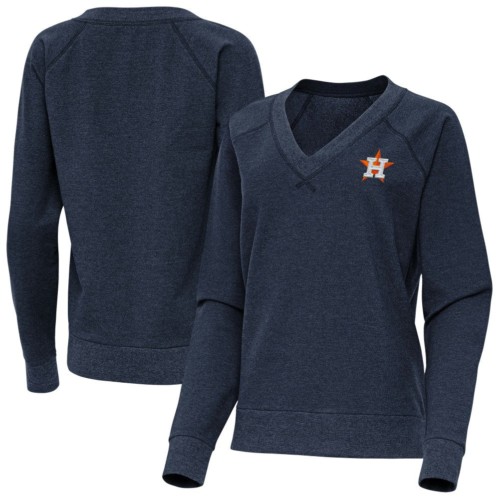 Houston Astros Antigua Women's Varsity Tri-Blend V-Neck Long Sleeve T-Shirt Heather Navy