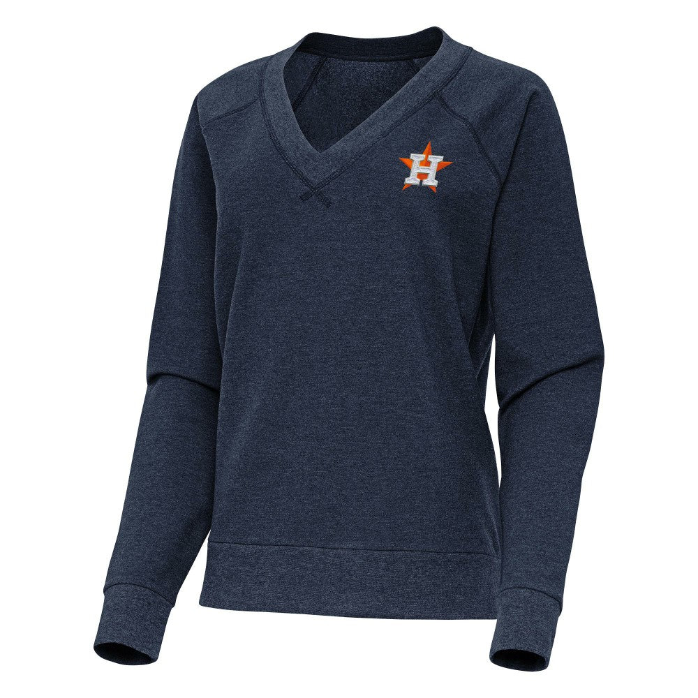 Houston Astros Antigua Women's Varsity Tri-Blend V-Neck Long Sleeve T-Shirt Heather Navy