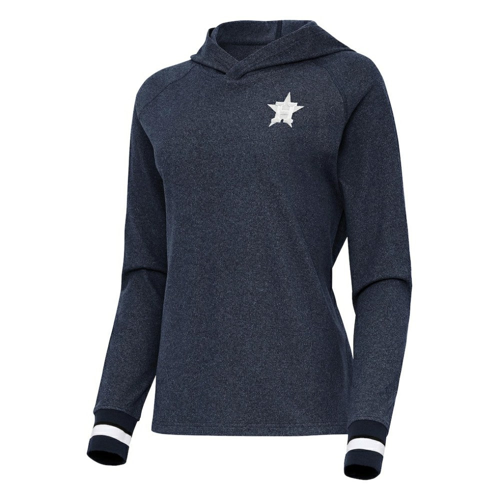 Houston Astros Antigua Women's Trek Pullover Hoodie Heather Navy