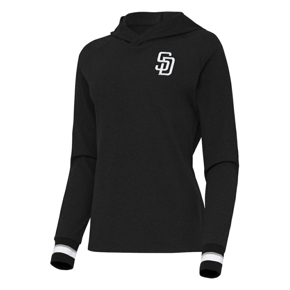 San Diego Padres Antigua Women's Trek Pullover Hoodie Black