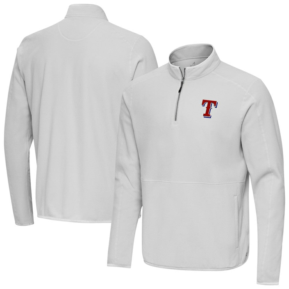 Texas Rangers Antigua Step Up Quarter-Zip Pullover Gray