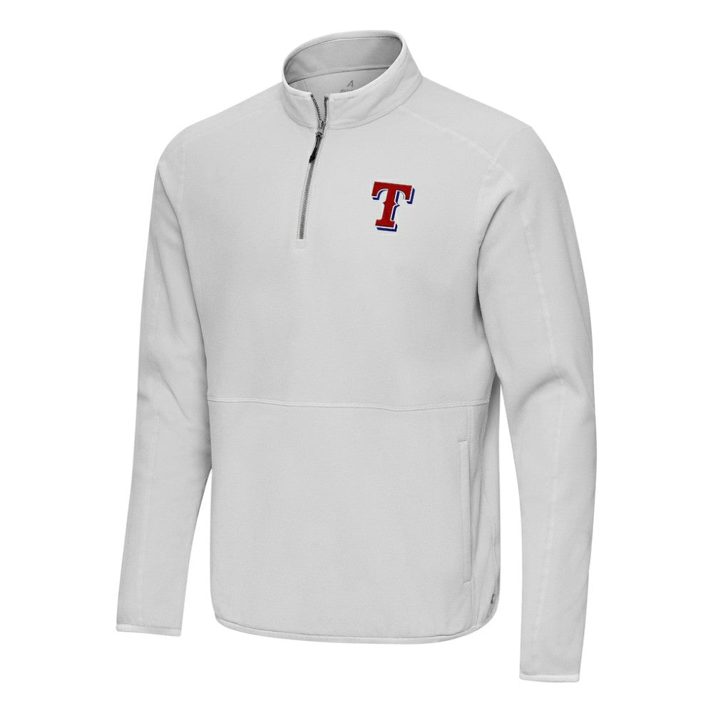 Texas Rangers Antigua Step Up Quarter-Zip Pullover Gray