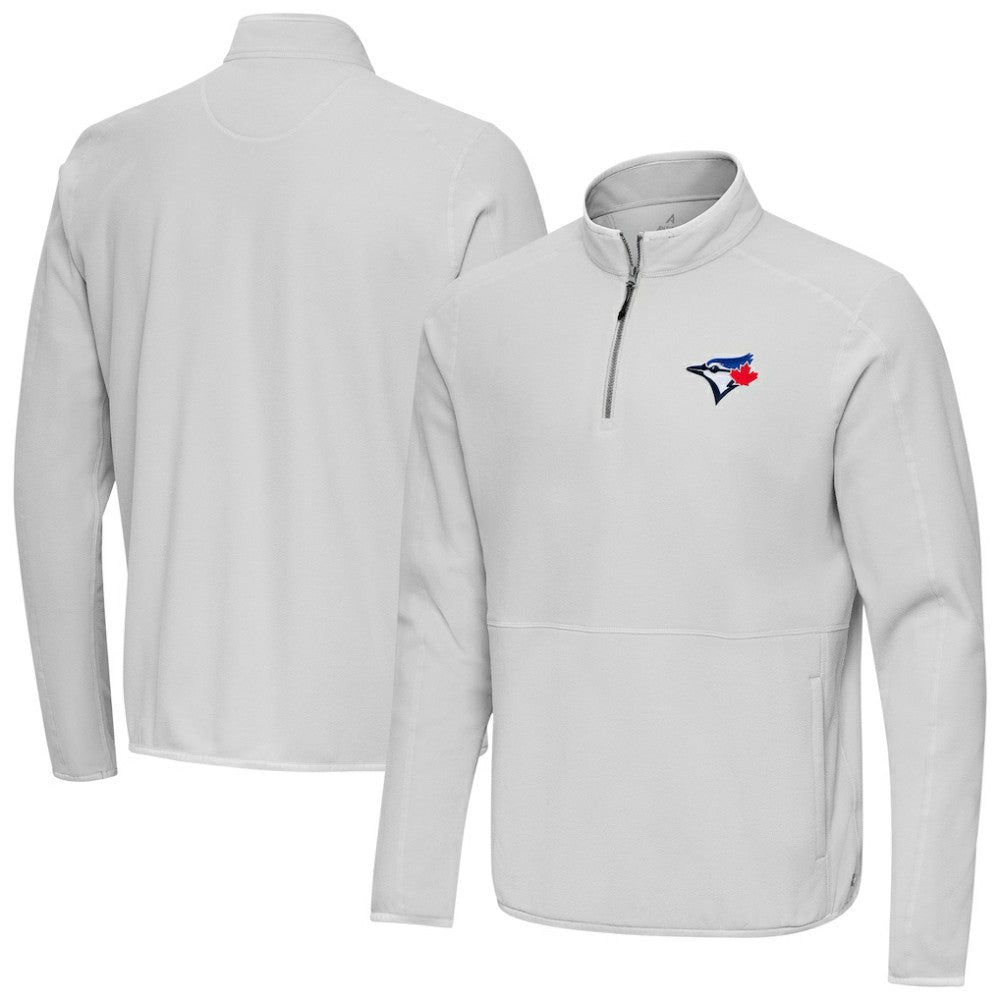 Toronto Blue Jays Antigua Step Up Quarter-Zip Pullover Gray