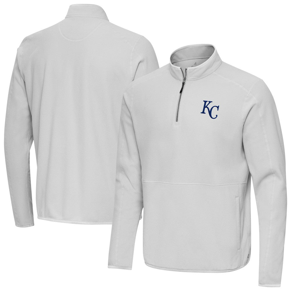 Kansas City Royals Antigua Step Up Quarter-Zip Pullover Gray