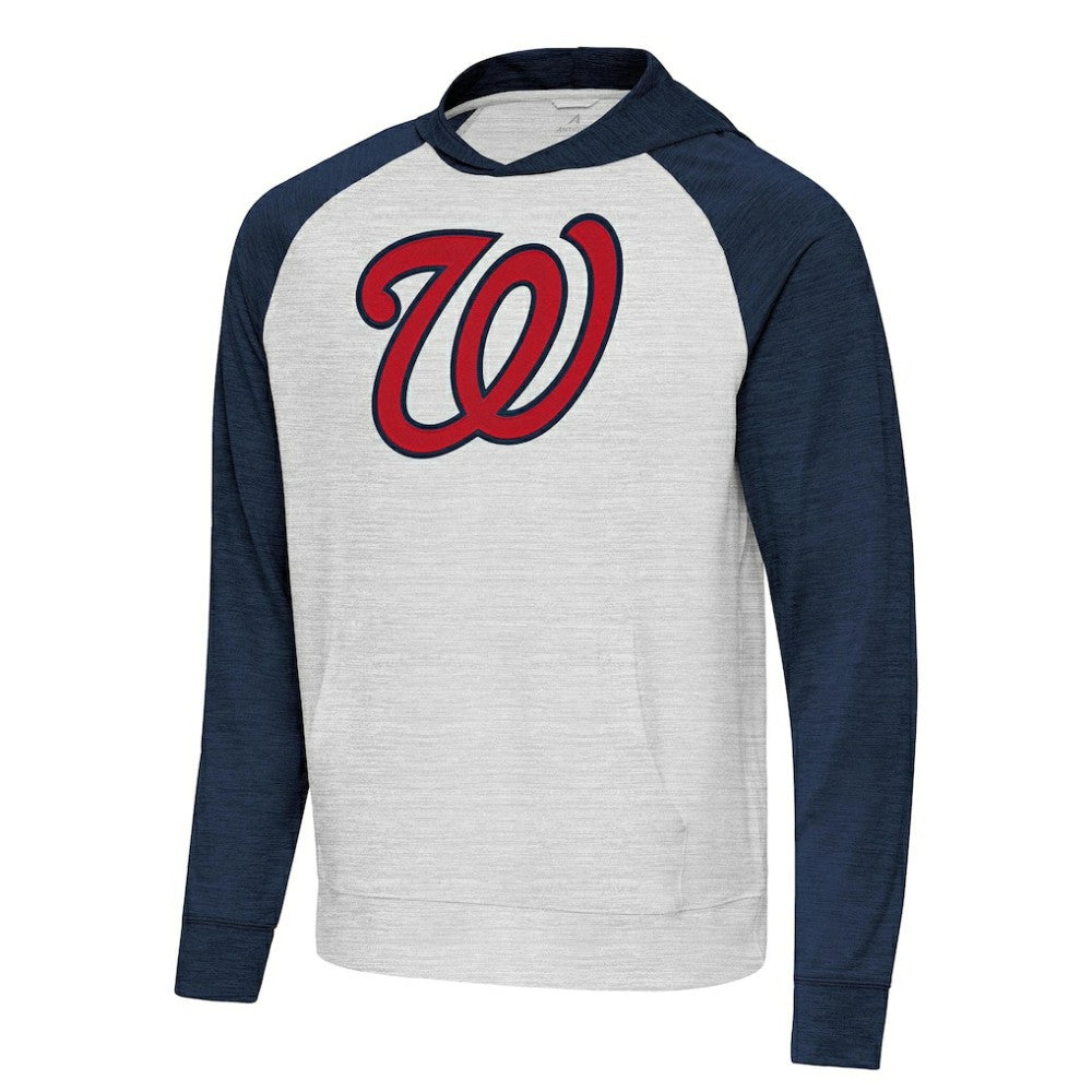 Washington Nationals Antigua Urgent Pullover Hoodie Heather Navy/Gray