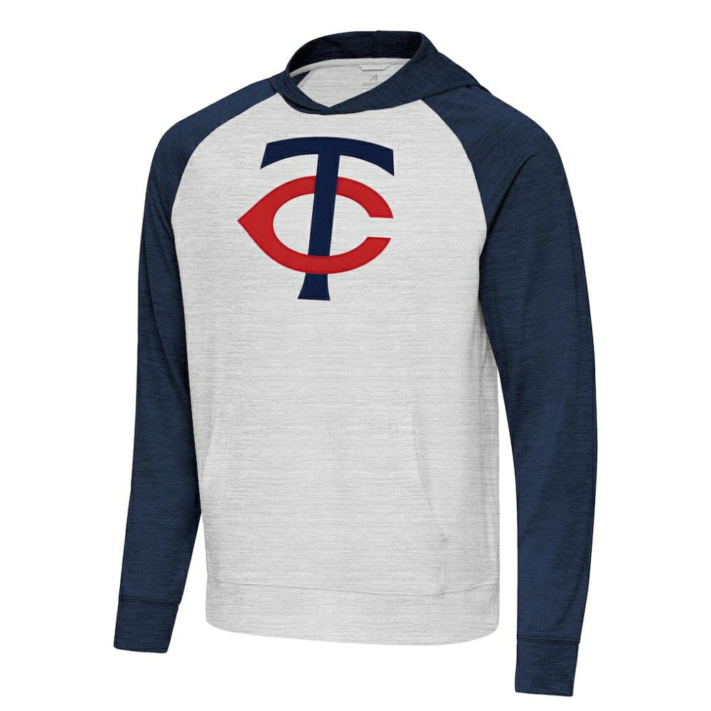 Minnesota Twins Antigua Urgent Pullover Hoodie Heather Navy/Gray