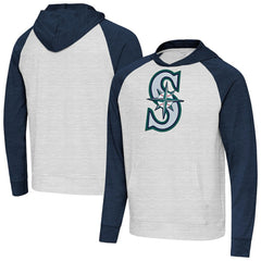 Seattle Mariners Antigua Urgent Pullover Hoodie Heather Navy/Gray