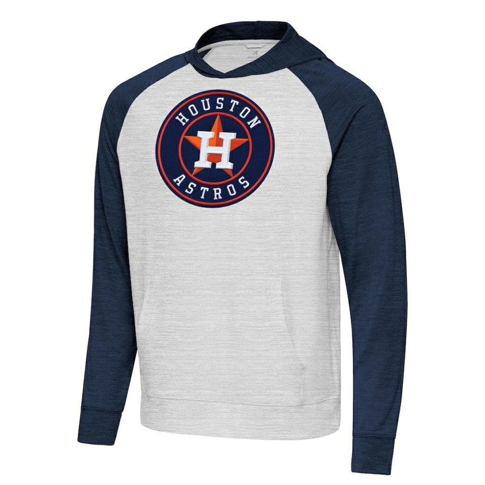 Houston Astros Antigua Urgent Pullover Hoodie Heather Navy/Gray