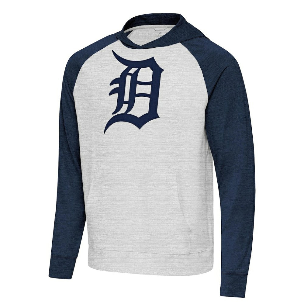 Detroit Tigers Antigua Urgent Pullover Hoodie Heather Navy/Gray