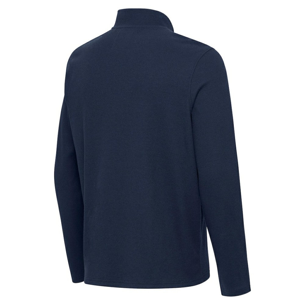 New York Yankees Antigua Sync Tri-Blend Quarter-Zip Pullover Heather Navy
