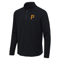 Pittsburgh Pirates Antigua Sync Tri-Blend Quarter-Zip Pullover Heather Black