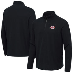 Cincinnati Reds Antigua Sync Tri-Blend Quarter-Zip Pullover Heather Black