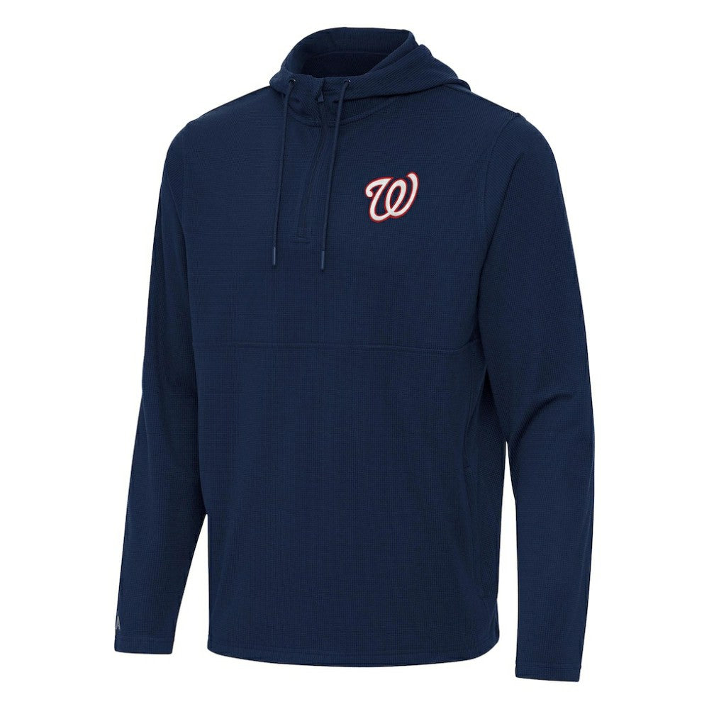 Washington Nationals Antigua Connected Quarter-Zip Pullover Hoodie Navy