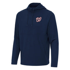 Washington Nationals Antigua Connected Quarter-Zip Pullover Hoodie Navy