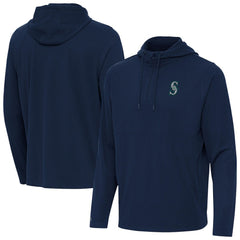 Seattle Mariners Antigua Connected Quarter-Zip Pullover Hoodie Navy