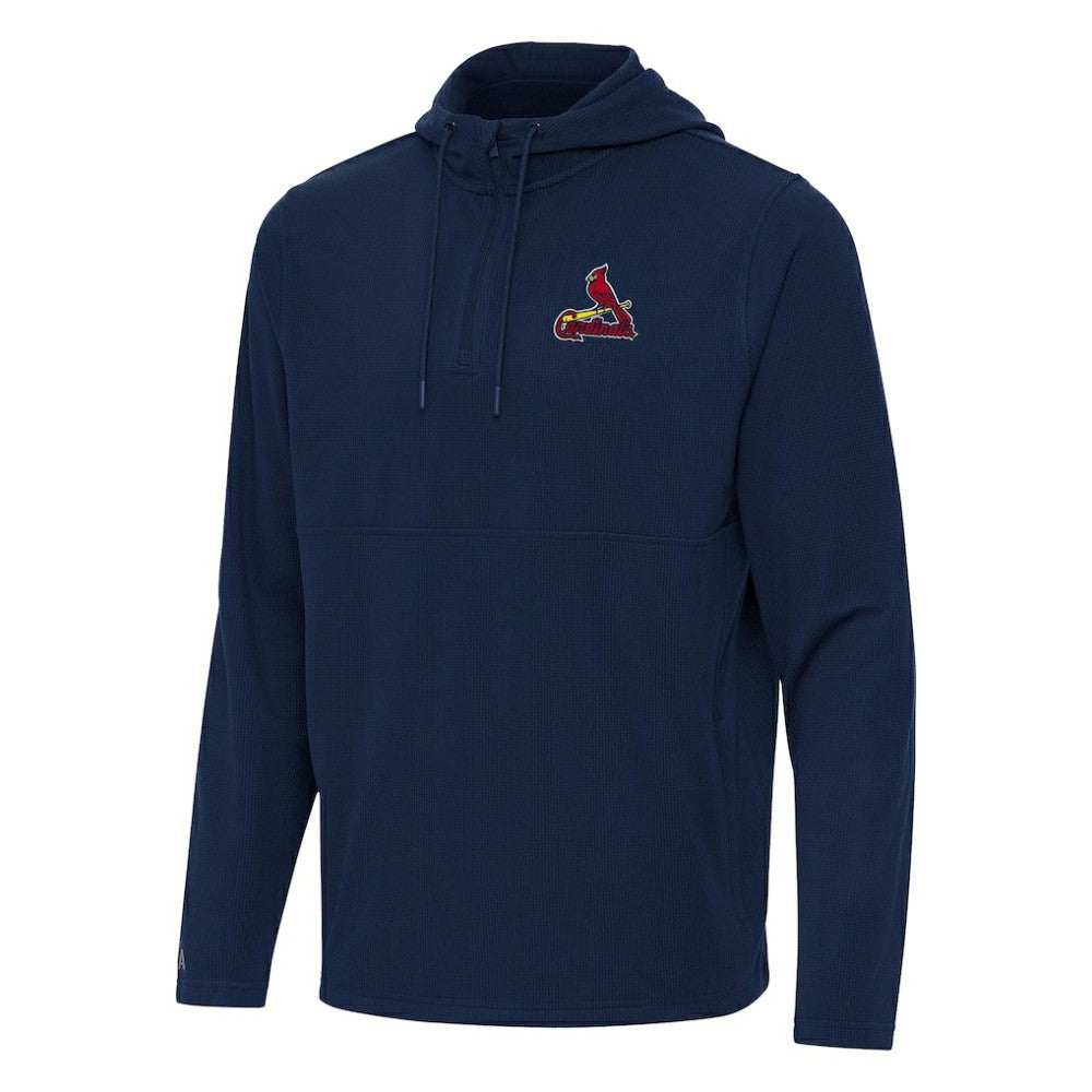 St. Louis Cardinals Antigua Connected Quarter-Zip Pullover Hoodie Navy