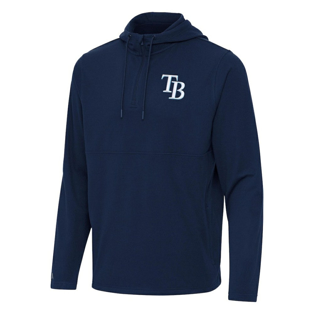 Tampa Bay Rays Antigua Connected Quarter-Zip Pullover Hoodie Navy