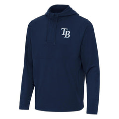 Tampa Bay Rays Antigua Connected Quarter-Zip Pullover Hoodie Navy