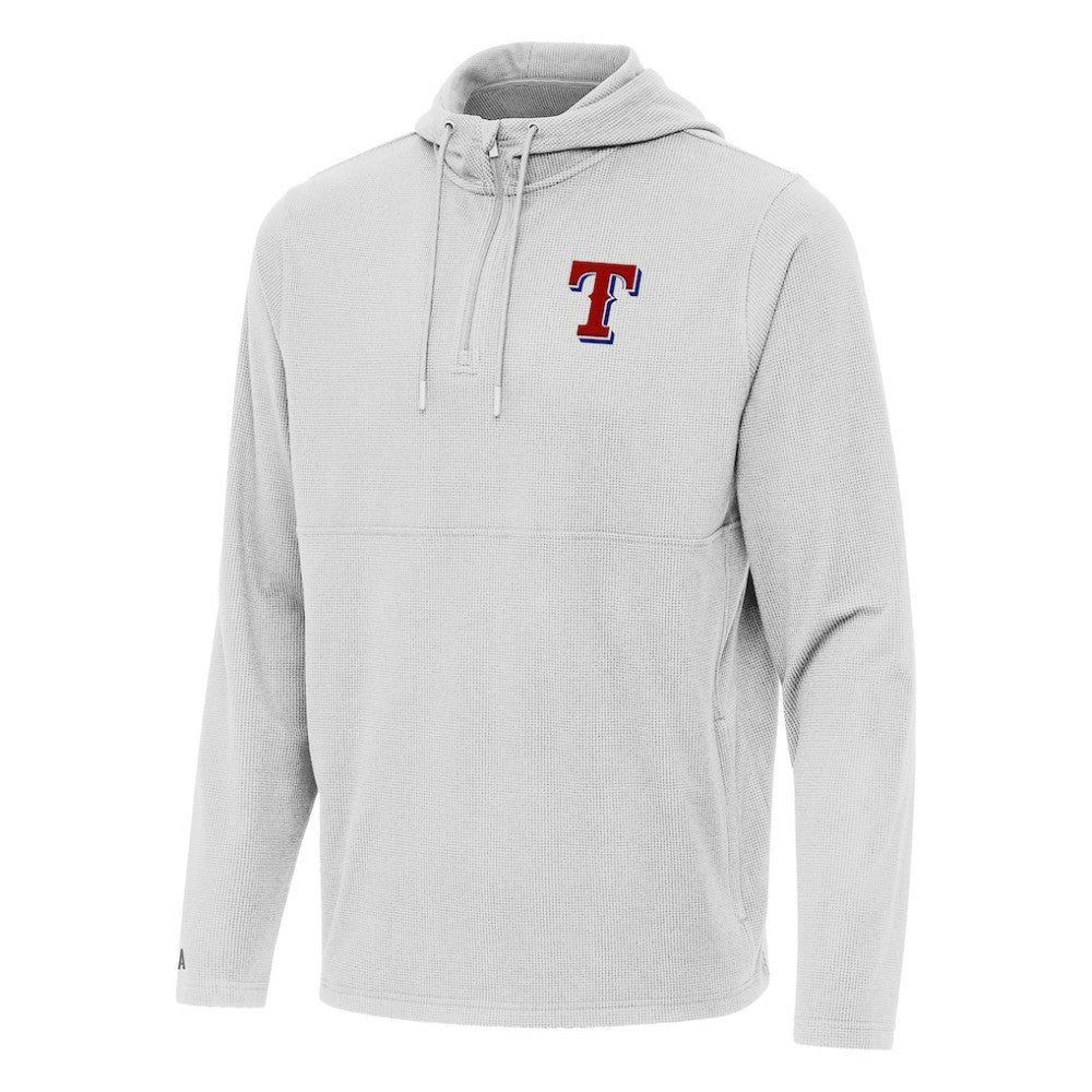 Texas Rangers Antigua Connected Quarter-Zip Pullover Hoodie Gray