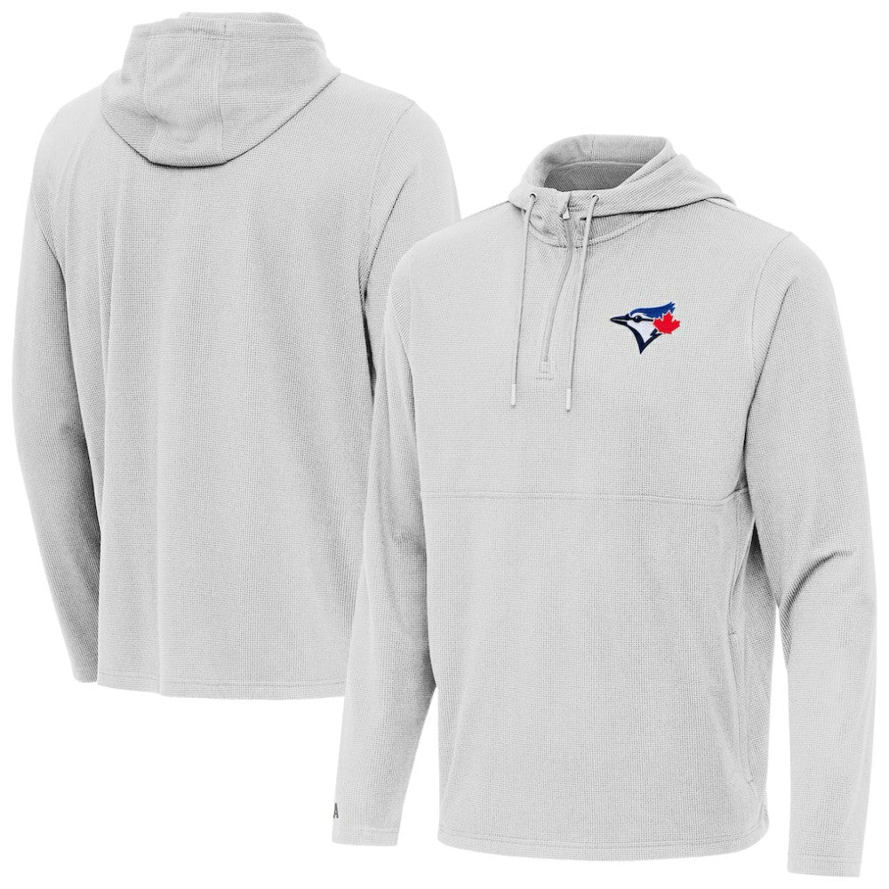 Toronto Blue Jays Antigua Connected Quarter-Zip Pullover Hoodie Gray