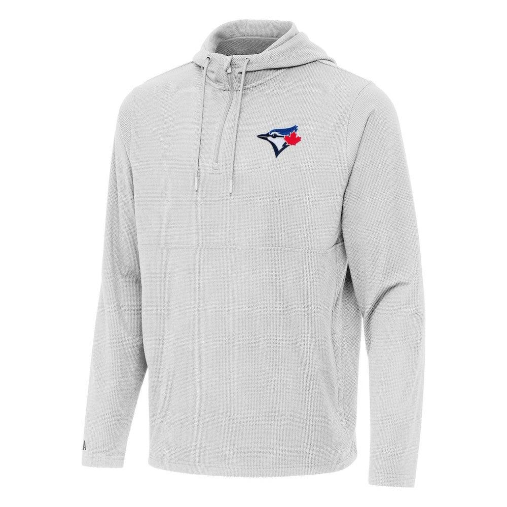 Toronto Blue Jays Antigua Connected Quarter-Zip Pullover Hoodie Gray