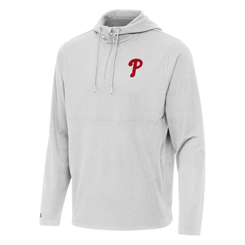 Philadelphia Phillies Antigua Connected Quarter-Zip Pullover Hoodie Gray