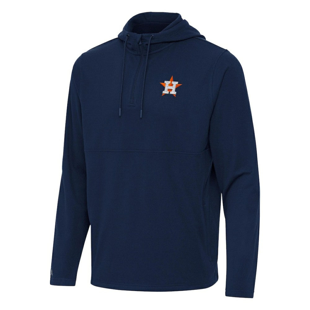 Houston Astros Antigua Connected Quarter-Zip Pullover Hoodie Navy