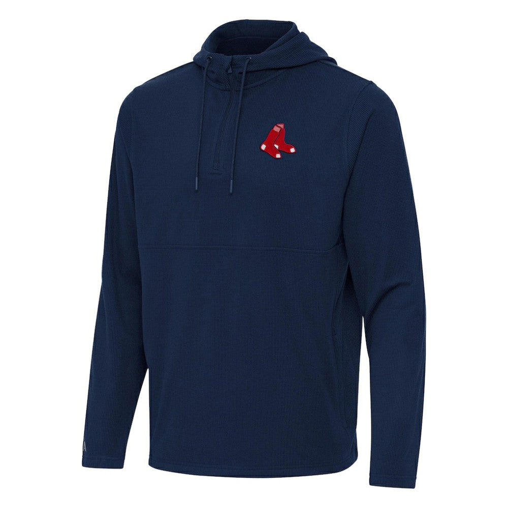 Boston Red Sox Antigua Connected Quarter-Zip Pullover Hoodie Navy