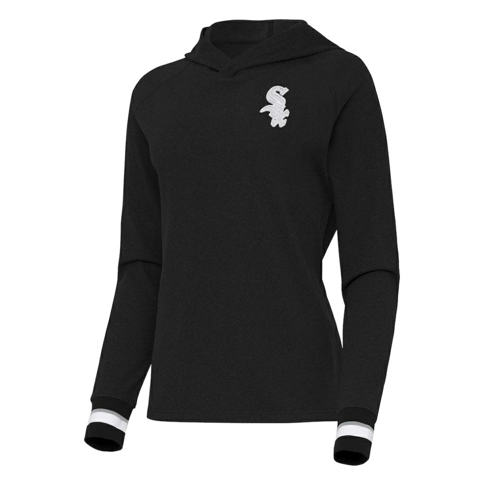 Chicago White Sox Antigua Women's Trek Pullover Hoodie Black
