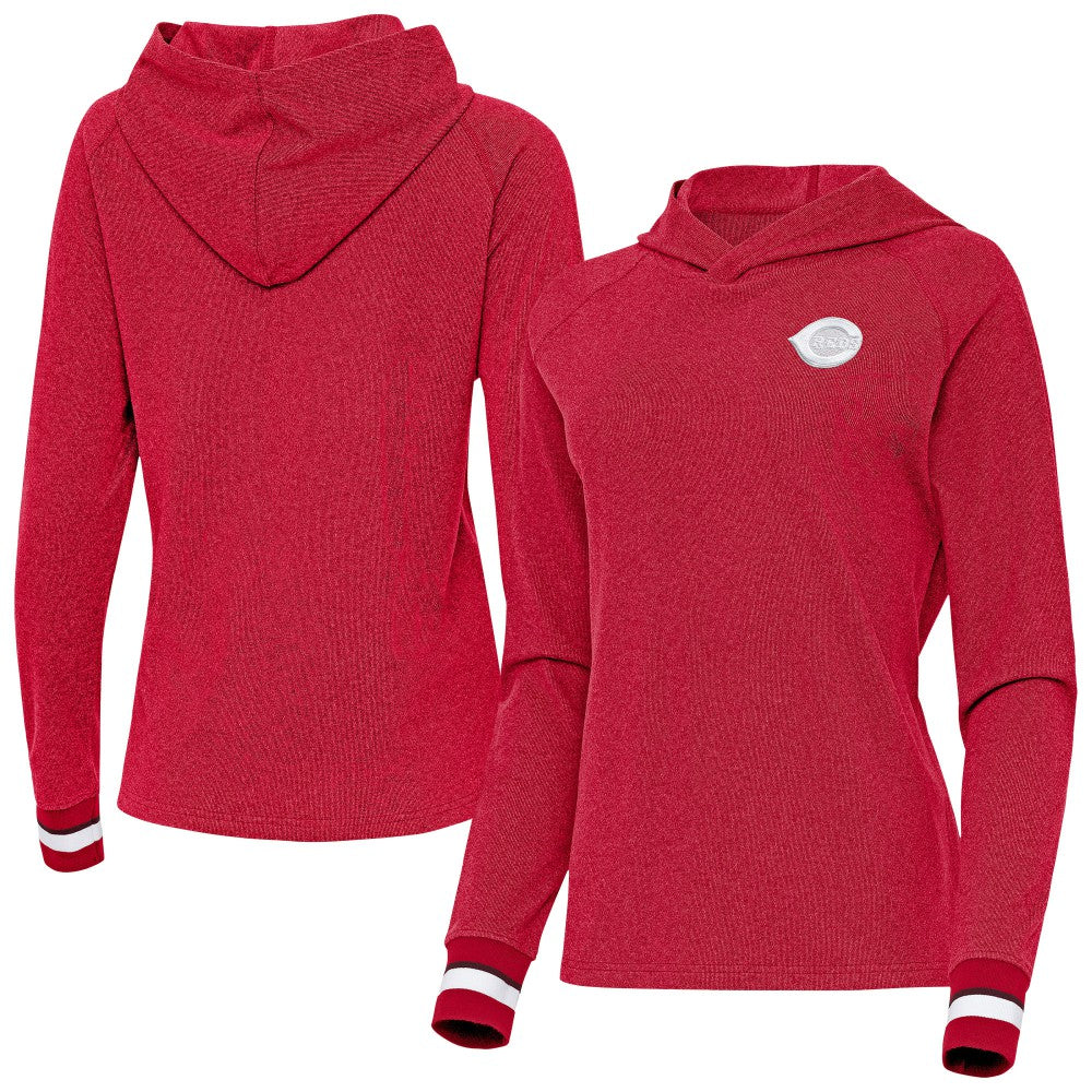 Cincinnati Reds Antigua Women's Trek Pullover Hoodie Red