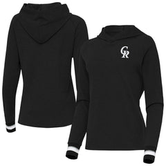 Colorado Rockies Antigua Women's Trek Pullover Hoodie Black
