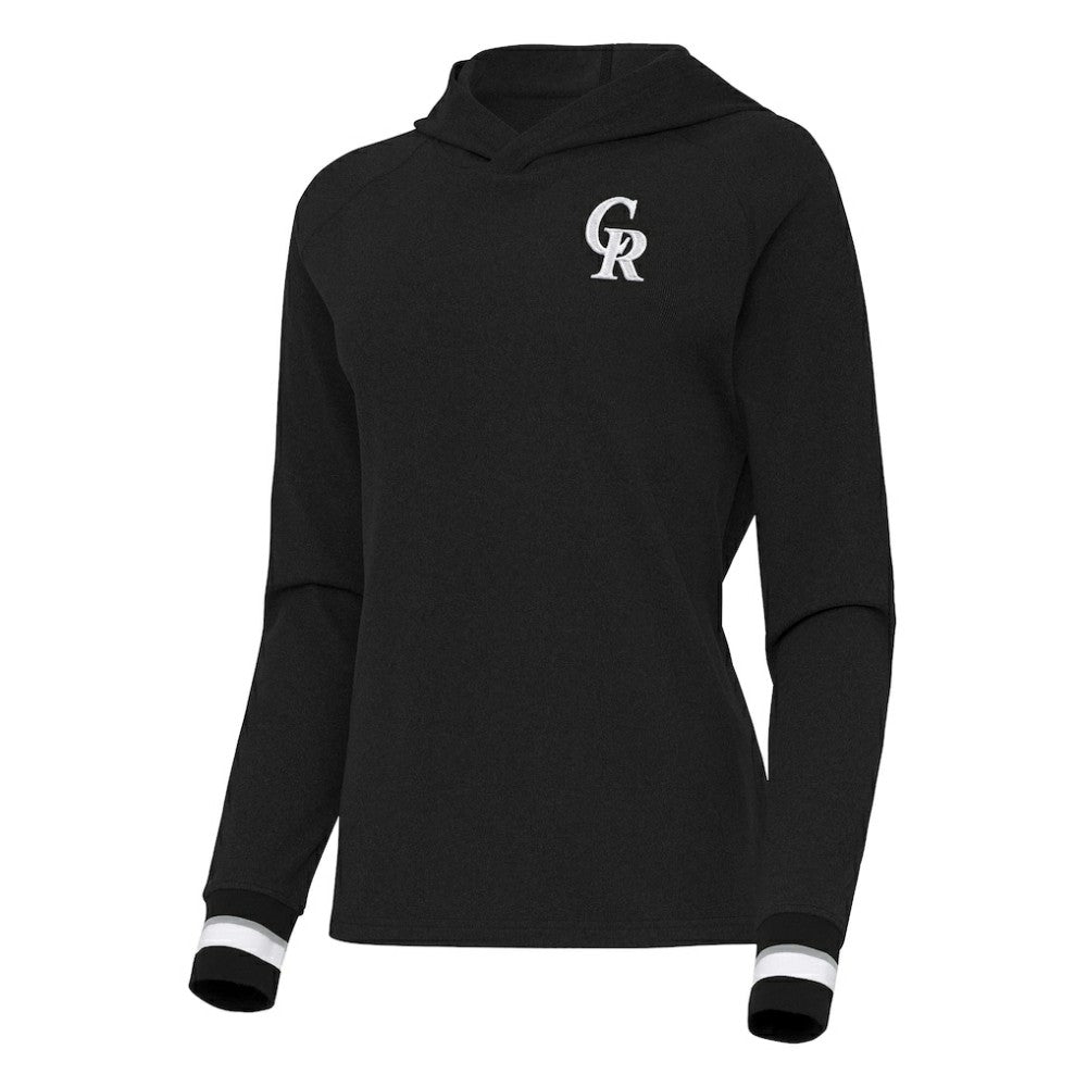 Colorado Rockies Antigua Women's Trek Pullover Hoodie Black