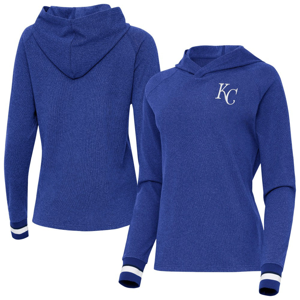 Kansas City Royals Antigua Women's Trek Pullover Hoodie Heather Royal