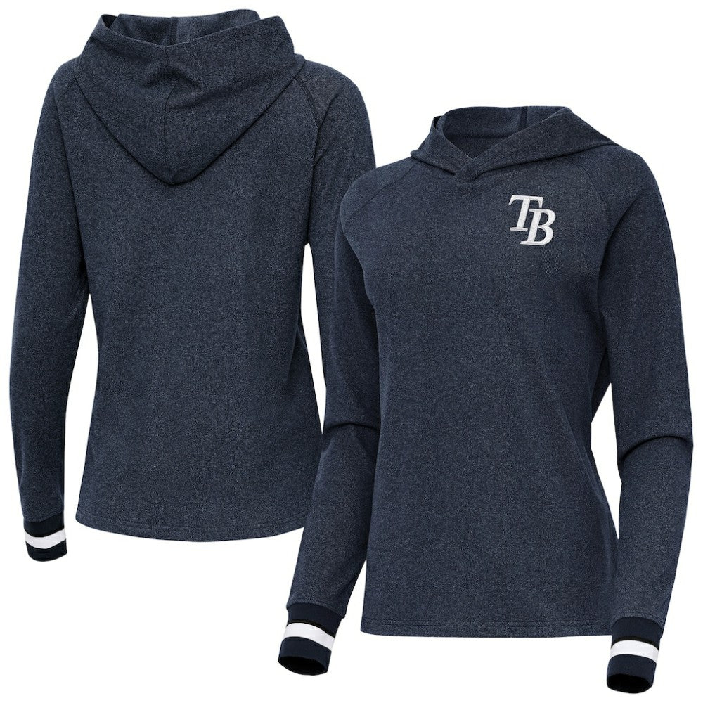 Tampa Bay Rays Antigua Women's Trek Pullover Hoodie Heather Navy