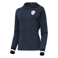Milwaukee Brewers Antigua Women's Trek Pullover Hoodie Heather Navy