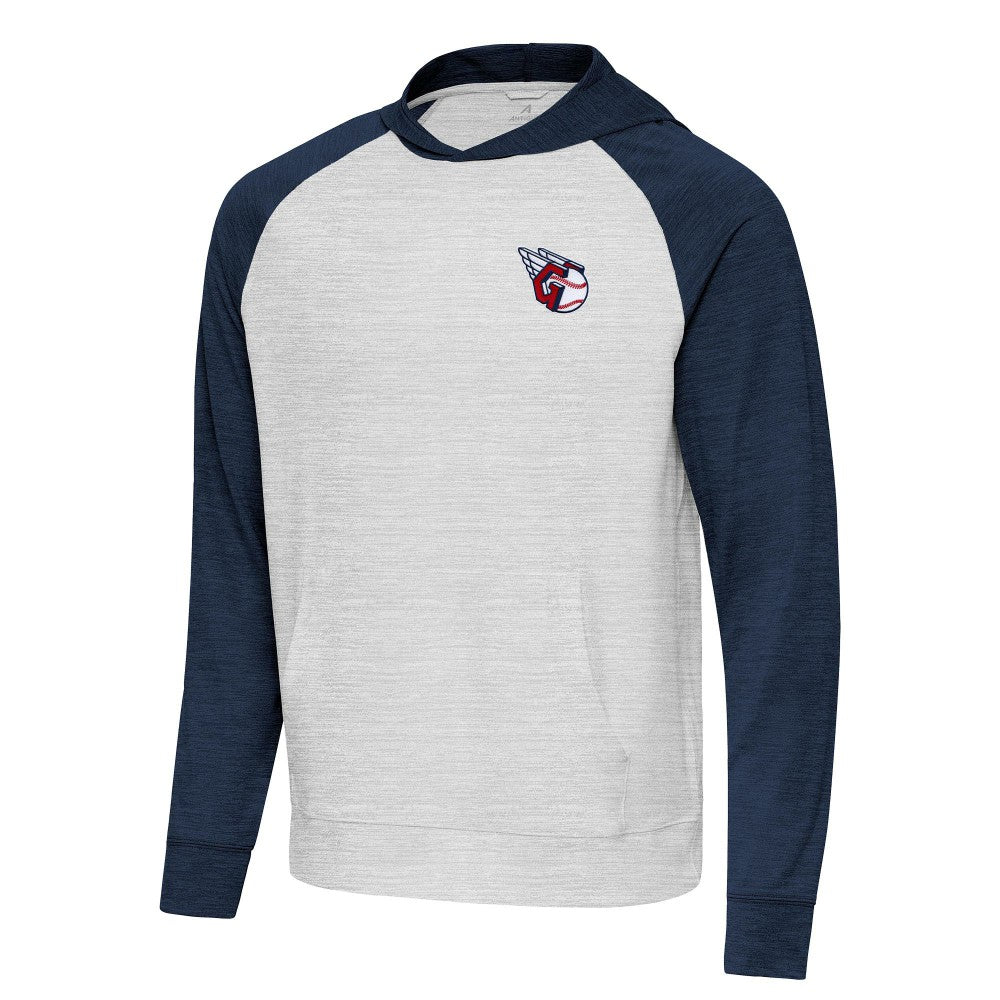 Cleveland Guardians Antigua Urgent Pullover Hoodie Heather Navy/Gray