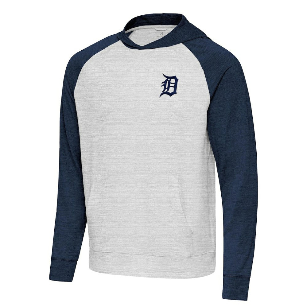 Detroit Tigers Antigua Urgent Pullover Hoodie Heather Navy/Gray