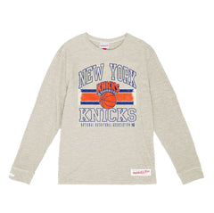 New York Knicks Striped Logo Lockup Premium T-Shirt - Cream outlet