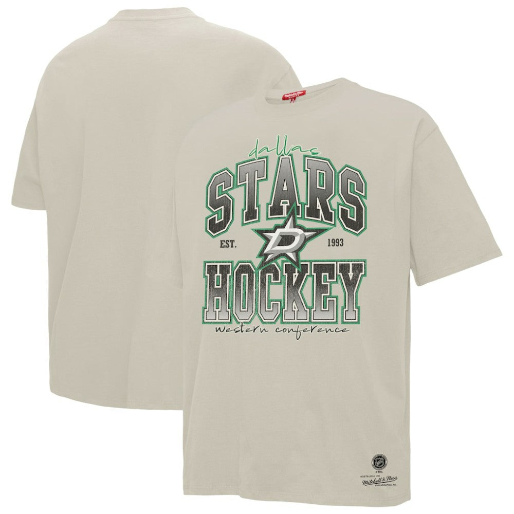 Dallas Stars Mitchell & Ness Women's Dump & Chase Boyfriend T-Shirt - Cream T-shirts