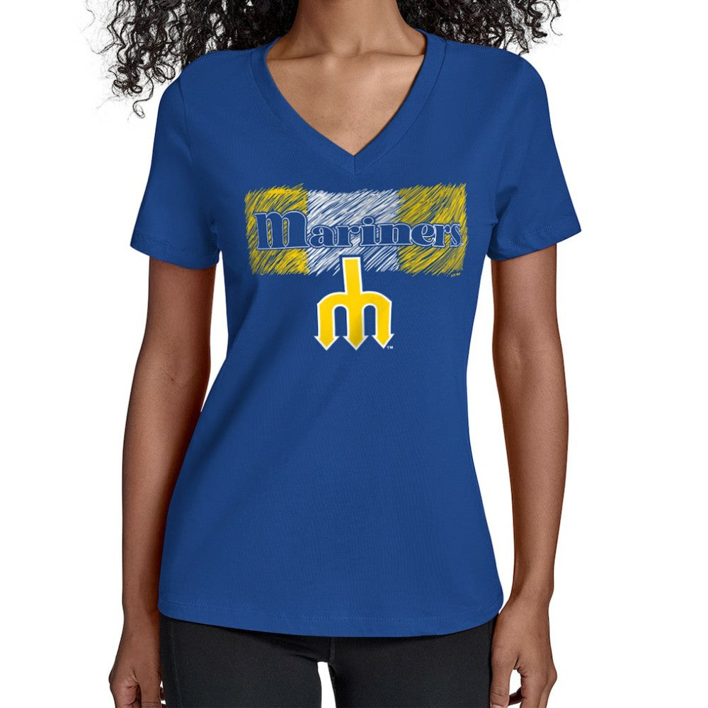 Seattle Mariners Starter Women's Team Color Shading V-Neck T-Shirt Royal