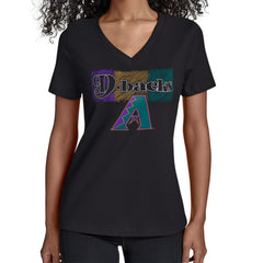Arizona Diamondbacks Starter Women's Team Color Shading V-Neck T-Shirt Black