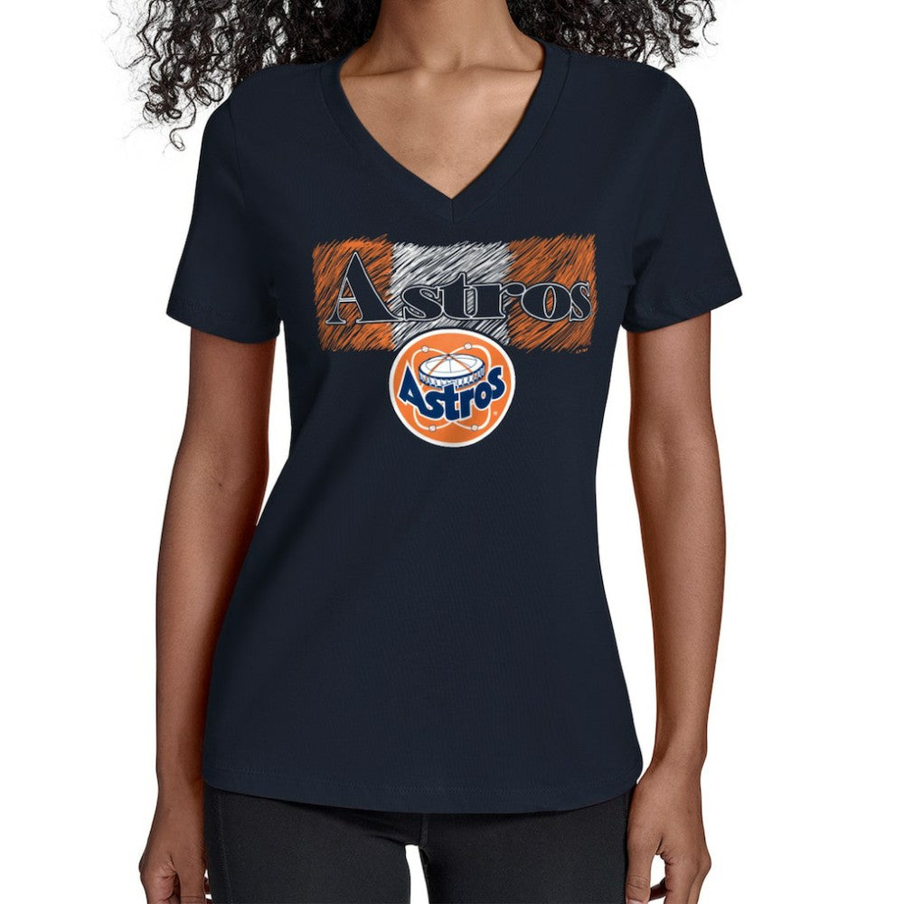 Houston Astros Starter Women's Team Color Shading V-Neck T-Shirt Navy