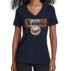 Houston Astros Starter Women's Team Color Shading V-Neck T-Shirt Navy