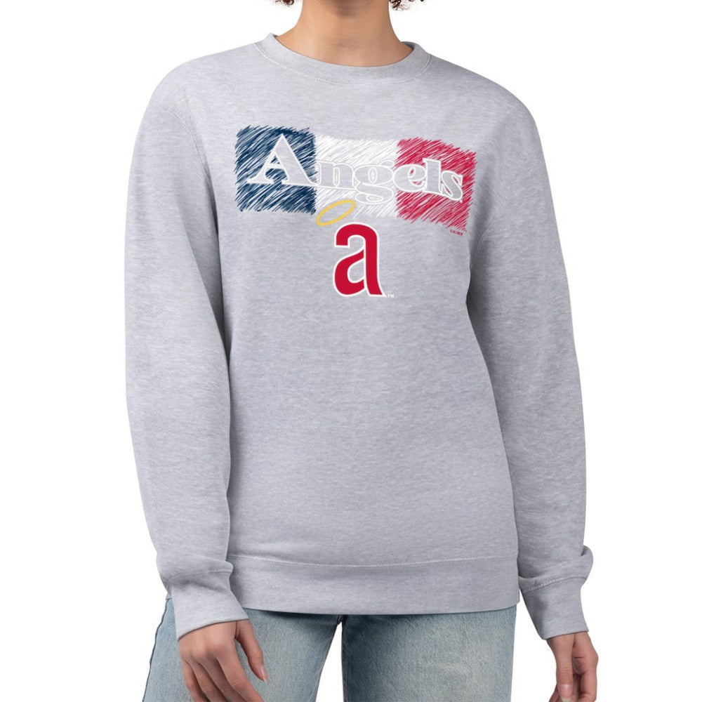 Los Angeles Angels Starter Women's Team Color Shading Fleece Pullover Sweatshirt Gray