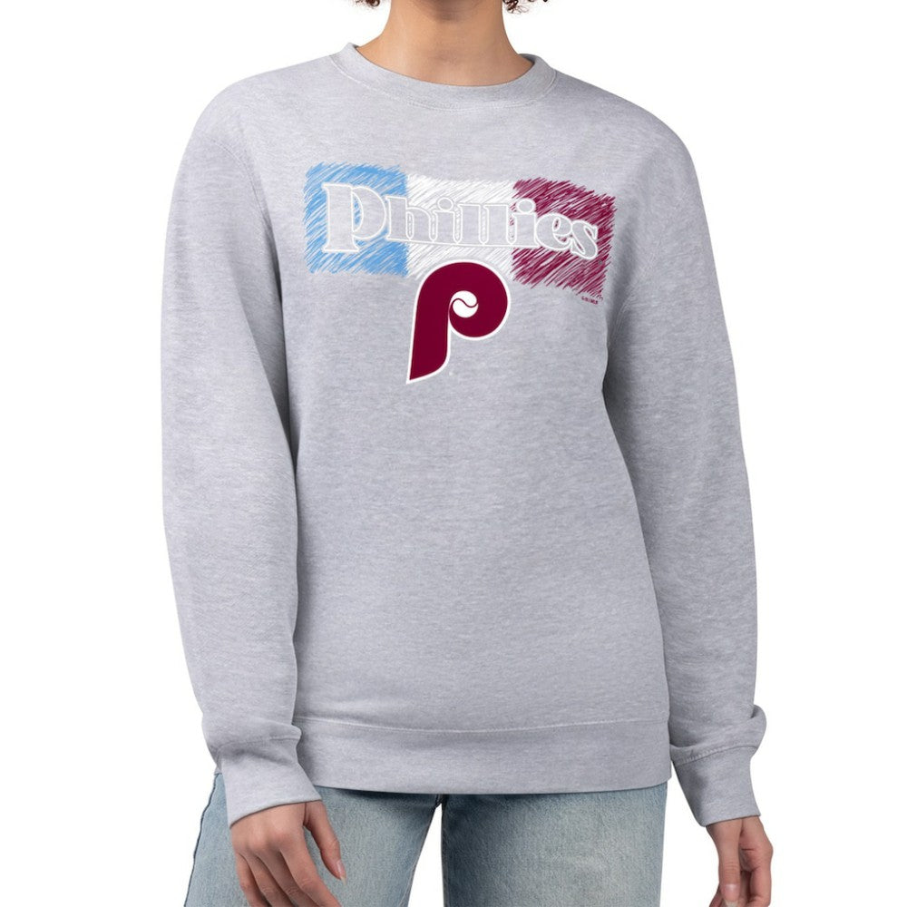 Philadelphia Phillies Starter Women's Team Color Shading Fleece Pullover Sweatshirt Gray