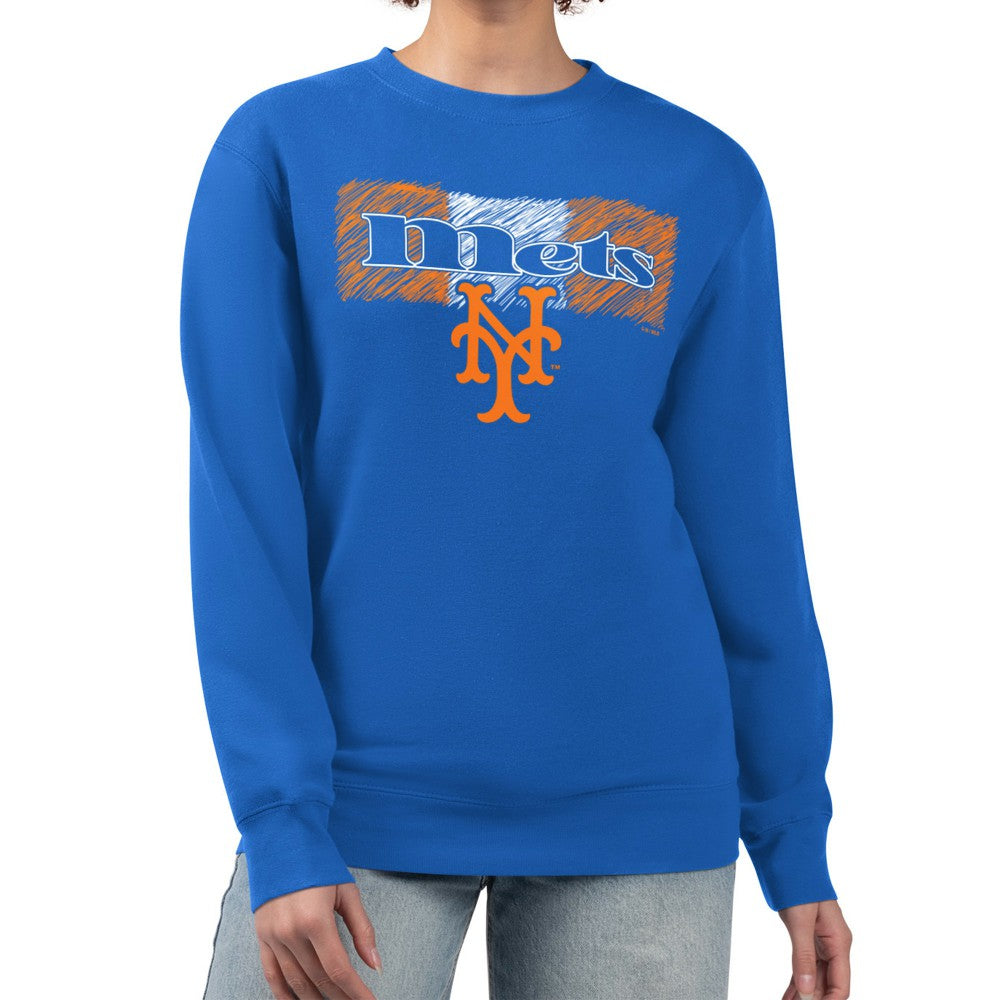 New York Mets Starter Women's Team Color Shading Fleece Pullover Sweatshirt Royal