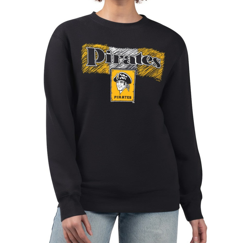 Pittsburgh Pirates Starter Women's Team Color Shading Fleece Pullover Sweatshirt Black