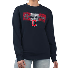 Cleveland Guardians Starter Women's Team Color Shading Fleece Pullover Sweatshirt Navy